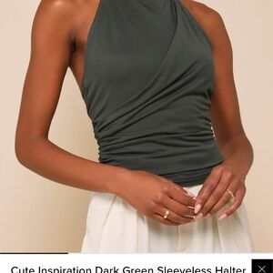Lulus Athletica Dark Green Halter Tank Top